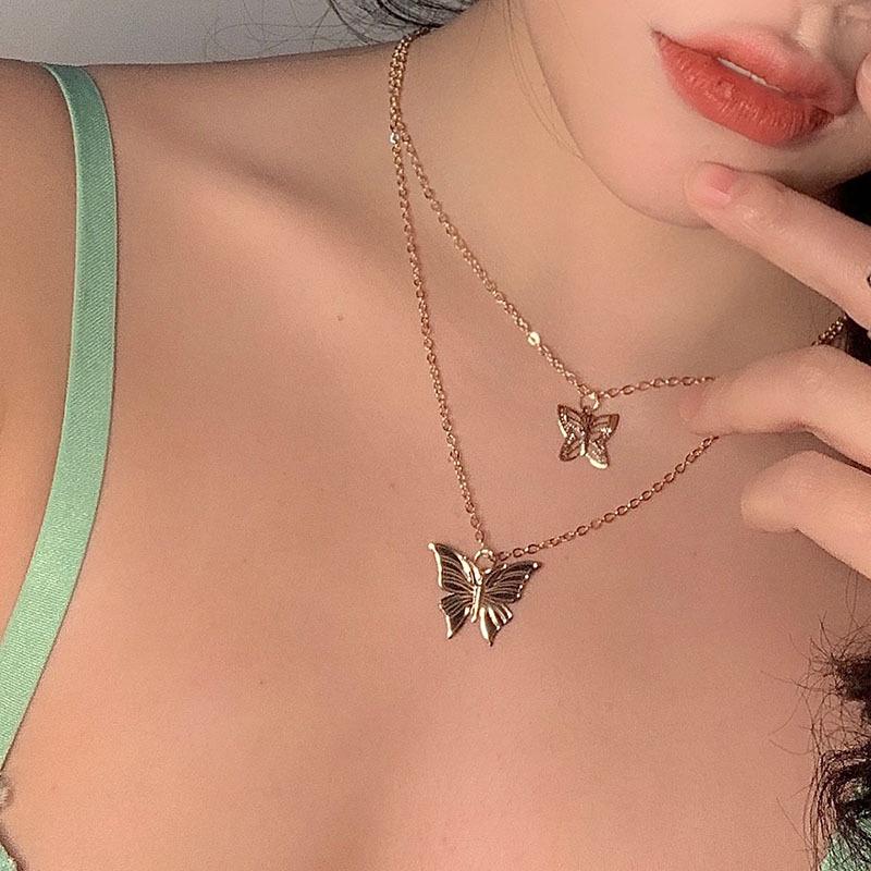 Golden Butterfly Pendant Necklace 