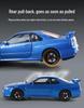1:24 Alloy GTR R34 Model Car Toy with Sound, Light, Openable Doors, Four-Wheel Steering, and Pull-Back Action