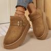 Faux Suede Platform Snow Boots Women Autumn Winter Thicken Plush Ankle Booties Mujer Non Slip Thick Sole Cotton Padded Shoes 43