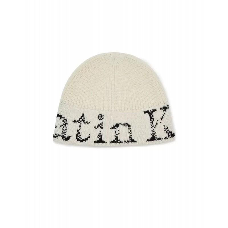 Matin Kim Letter Knit Beanie Hat Unisex Streetwear Winter Cap Men Women Trendy Korean Fashion Cold Weather Accessory