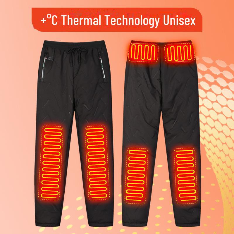 Unisex Electric Heating Pants - Plush Lined, Thick, Cold-Proof, Casual, with Cross-Border Charging.