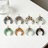 DIY Pendant Gold-Plated Edging Crescent Horn Design Natural Imitation Crystals Jade Necklace Bracelet Earrings Charm DIY Jewelry Making Accessories