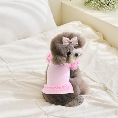 Pet Supplies Lace Pet Summer Vest Flying Sleeve Soft Cat Base Skirt Breathable Pet Dress Spring