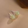 S999 Sterling Silver Hetian Jade Stud Earrings: Elegant, Versatile, and Exquisite High-End Ear Ornaments