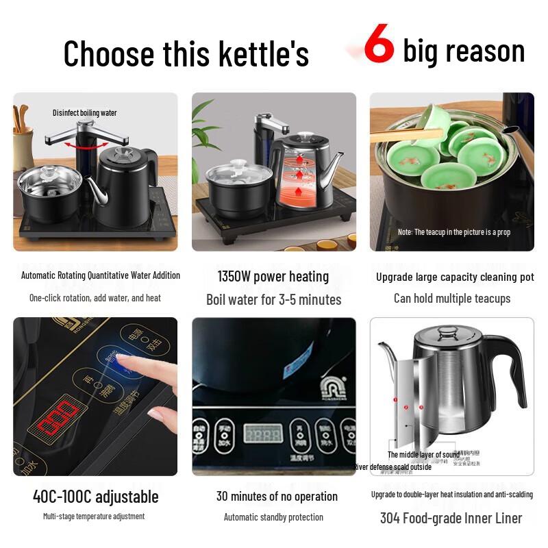 Ronshen 0.8L Smart Electric Kettle with Auto Water Refill and Keep Warm CN plug (adapter included)