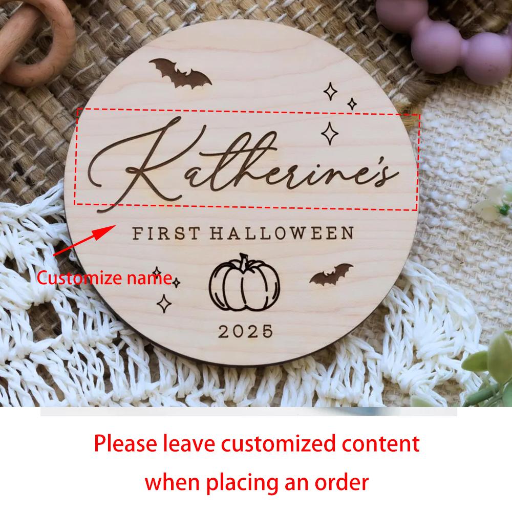 

Personalized Baby s First Halloween Wood Keepsake Baby Shower Photo Prop Gift Halloween Newborn Name Plaque Party Decor Stuff 1pcs 10cm