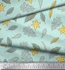 Soimoi Gray Japan Crepe Satin Fabric Leaf Floral Decor Fabric Printed Metre 42 Inch