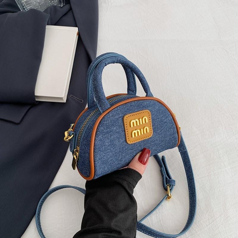 Modern Youth Girl Pu Denim Crossbody Bag With Lipstick Decor For Daily Use