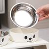 Double Bowl Design Cat Food Plate Stainless Steel Cat Rice Plate Cat Bowl  Pet Care