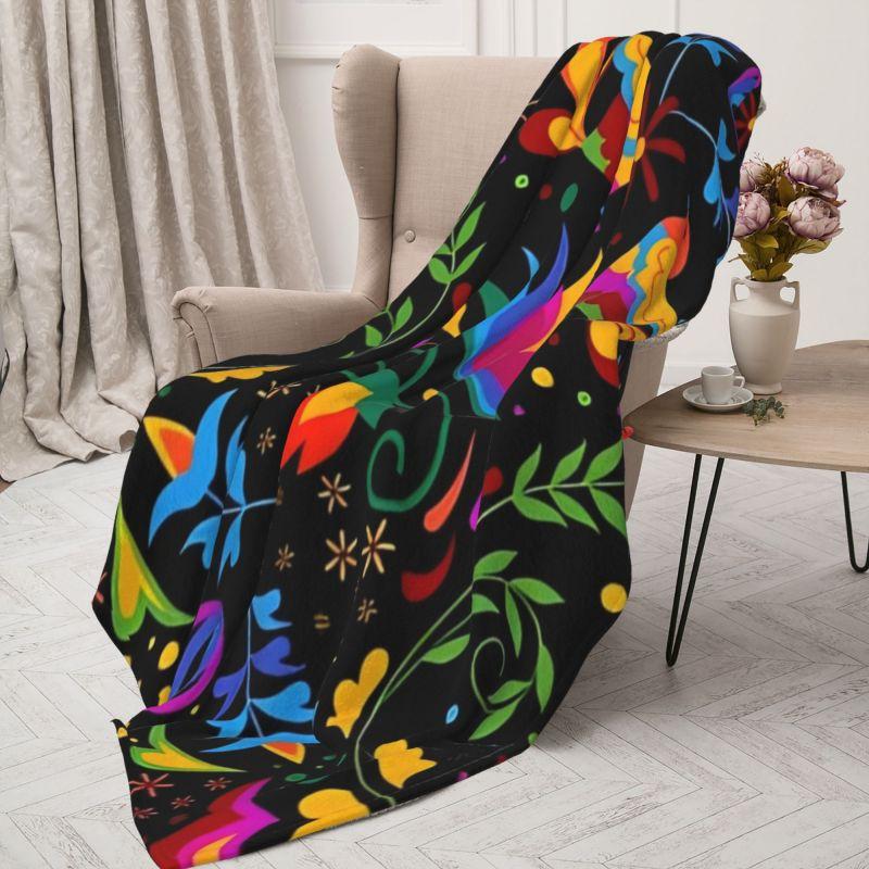 Individuell 3D-gedruckte Mexikanische Blumen Otomi Und Vögel Decken Bequem Weich Flanell Herbst Überwurfdecke für Sofa Zuhause Bett
