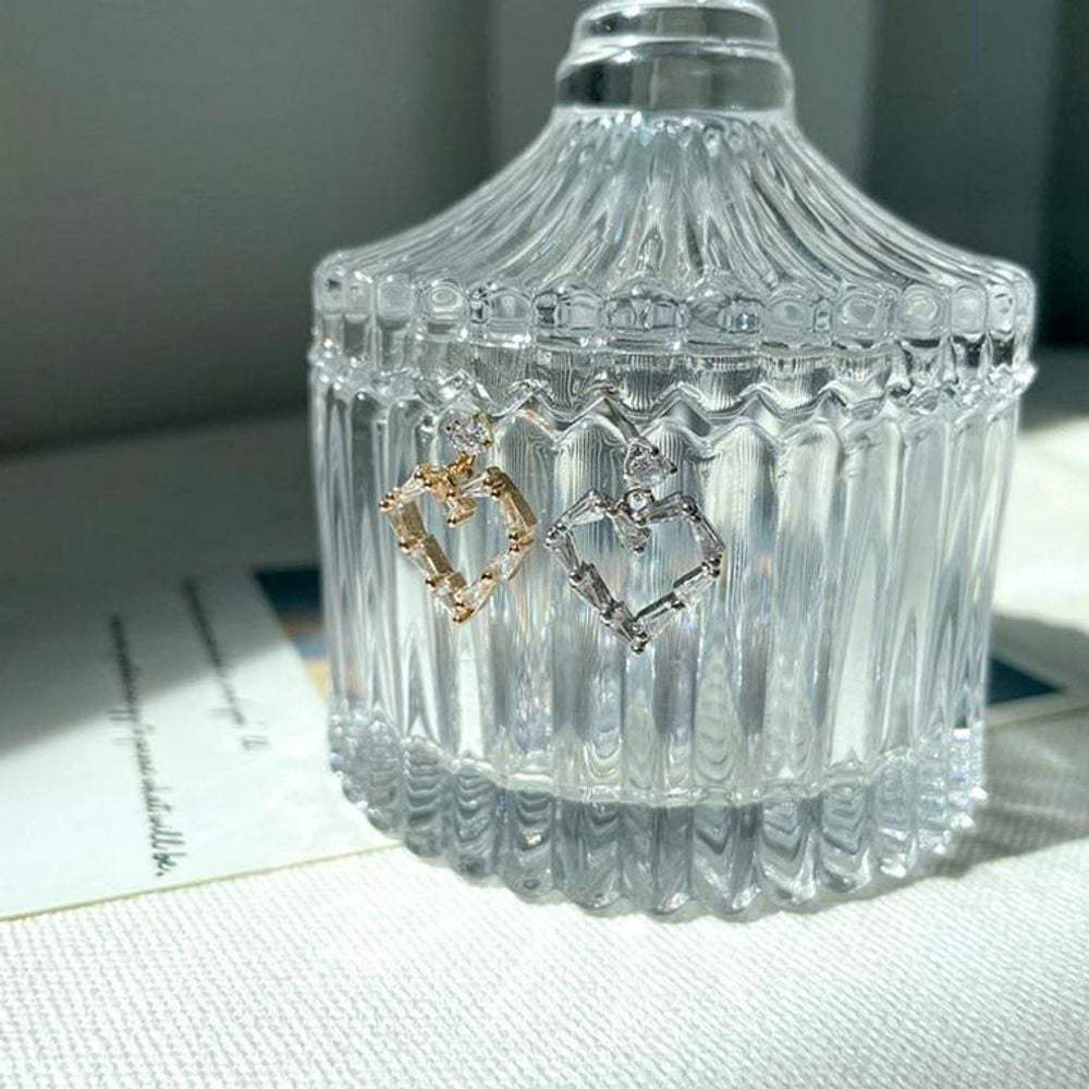 

Cubic Heart Drop Earrings Barbell Piercing Women s Accessories Silver / Bar: Barbell (8mm)