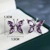 Simple Female Purple Crystal Stone Silver Color Stud Earrings Cute Bridal Butterfly Weddings Jewelry For Women