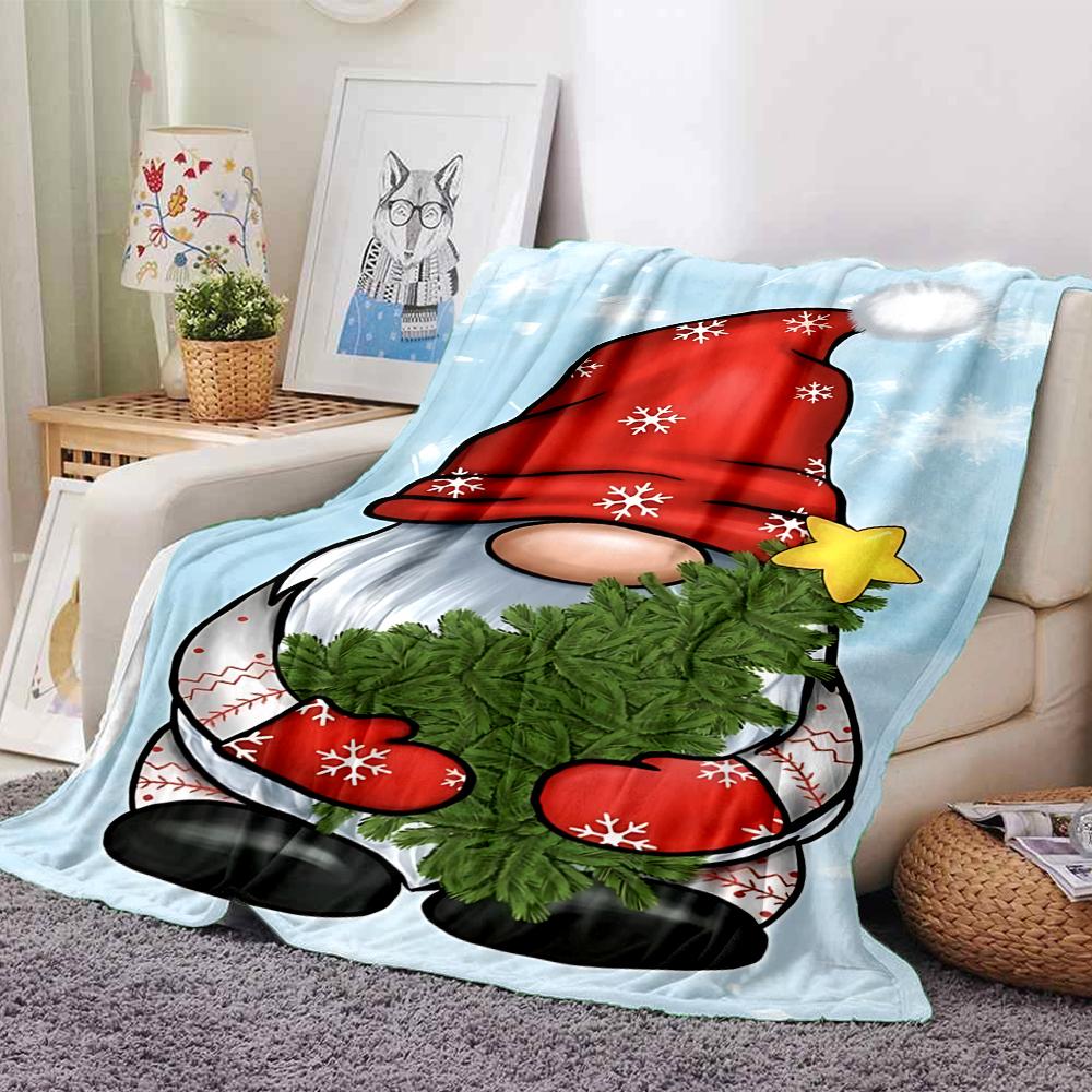 1Pc Christmas Gnome Celebration Blanket Soft Throw Blanket For Home Bedroom Bed Sofa Travel Office Solid Christmas Blanket