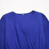 Women V Neck Long Sleeve Pleated A Line Solid Color Lace Up High Waist All Match Dresses S-XXL