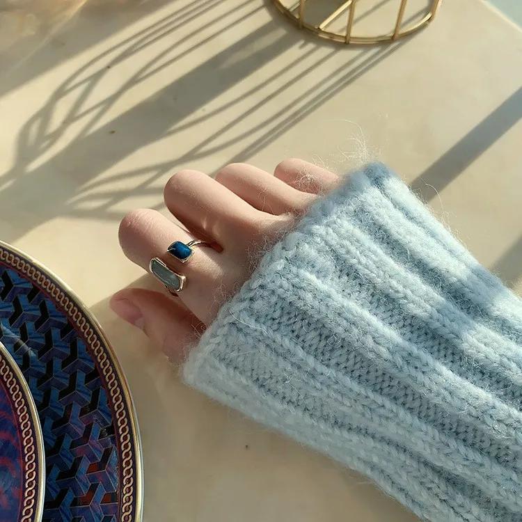 Vintage Fashion Morandi Two-Color Enamel Stitched Open Rings Elegant Jewelry Party Girl's Luxury Accessories for Women
