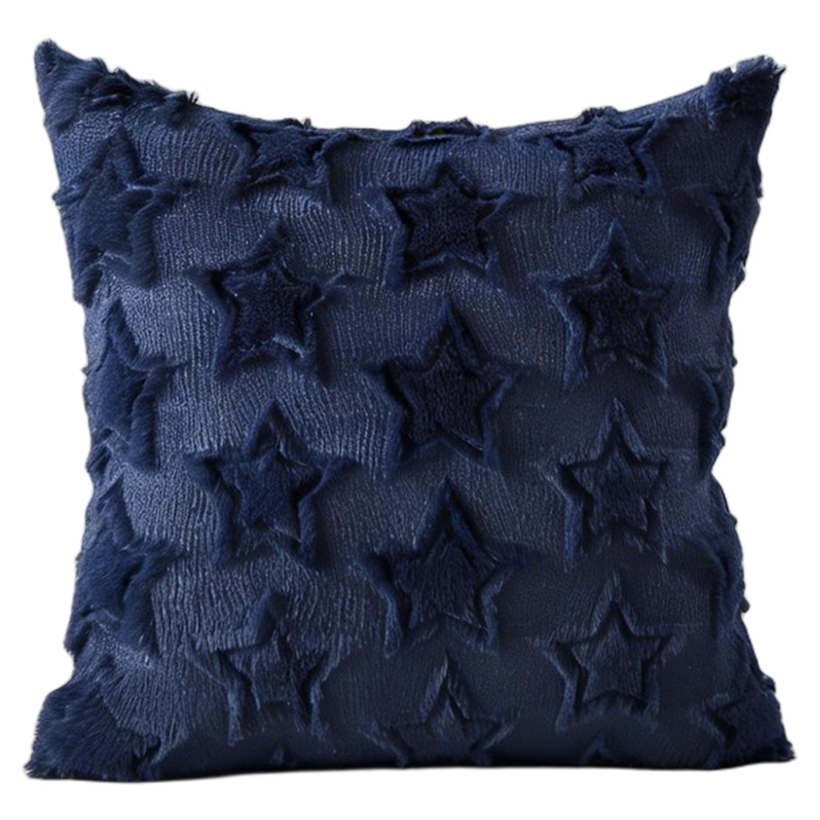 Plush Quilted Independence Day Pillowcase, Sofa Decorative  Cushion, American Five-Pointed Star One Size синий