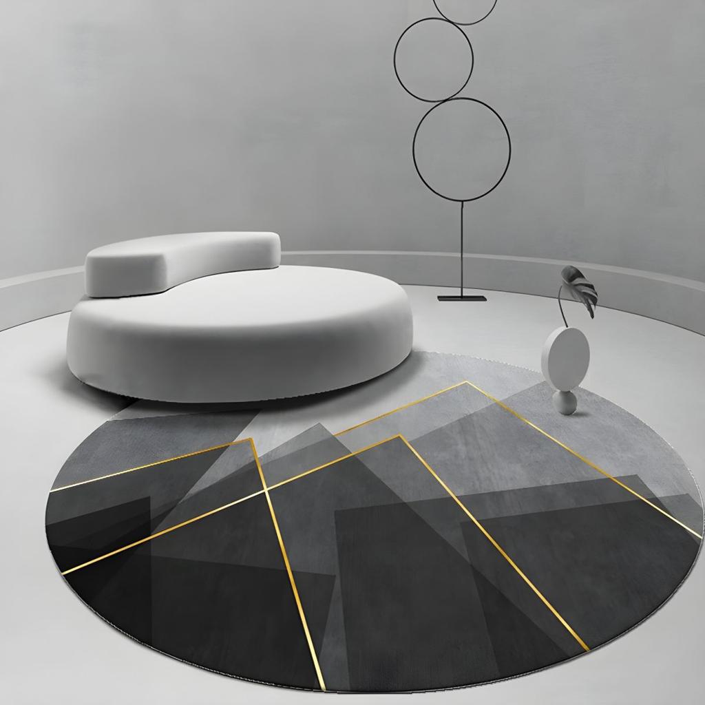 Luxury Round Rug for Study, Office, Computer Desk, Gaming Chair, Bedroom Vanity, Non-Slip Floor Mat for Stool