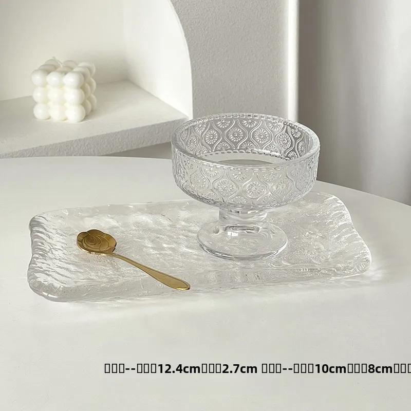 High Foot Glass Bowl Ice Cr Dert Cup for Home Use Ele Design for Yogurt Pudding Ice Cr Milkake Mousse