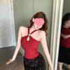 With Chest Pads, Pure Desire Spice Girl Neck-hanging Hollow Top, Women's Sexy and Thin Vest, Slim-fitting Back Bottoming Shirt
