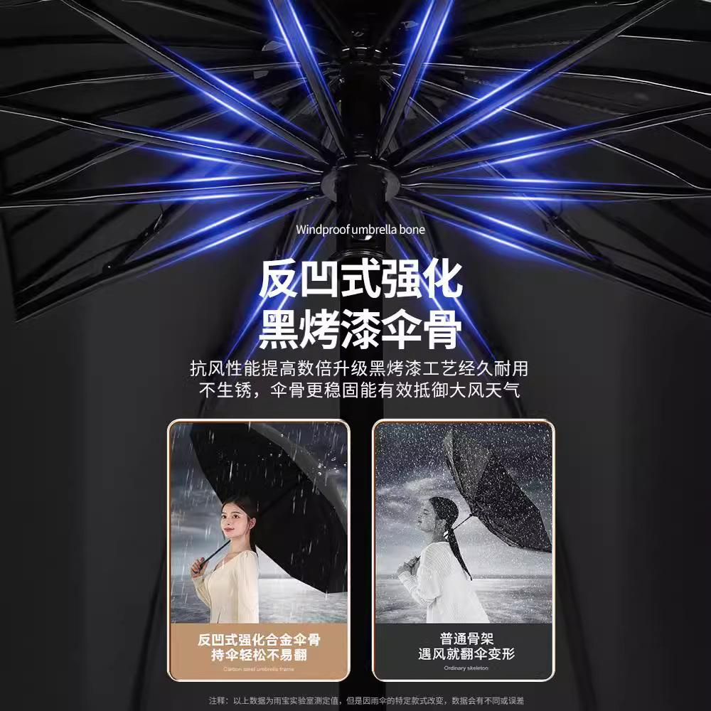 Three-fold Umbrella Twelve-bone Manual Creative Reinforcement Enlarged Umbrella Extra Large Folding Large Weather and Rain Reverse Umbrella