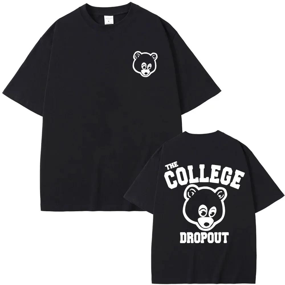 Nejznámější tričko Kanye West Campus pro unisex a ženy Bavlna s potiskem pro ženy Sportovní rukáv pro letní oversized topy
