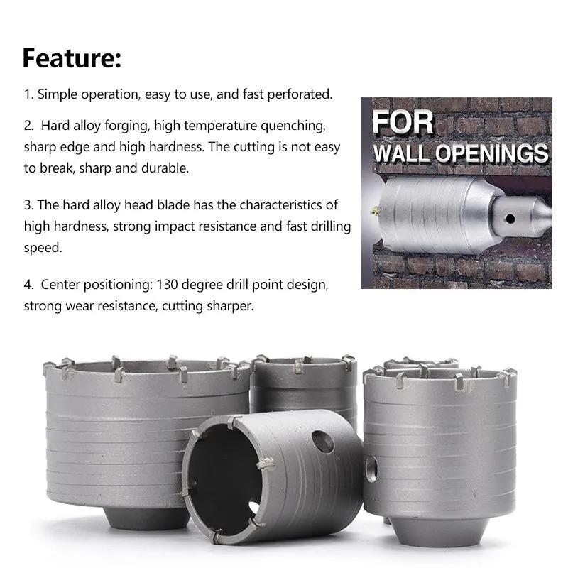 Wall hole opener Air conditioning Pipe Impact Electric Hammer Drills Bit Wall Hole Saw Drill Brick Wall Through Drilling Reamin
