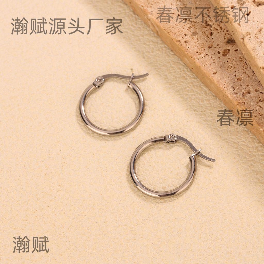European and American High-end Stainless Steel Earrings Niche Design Size Circle Light Luxury Temperament Stud Earrings Jewelry