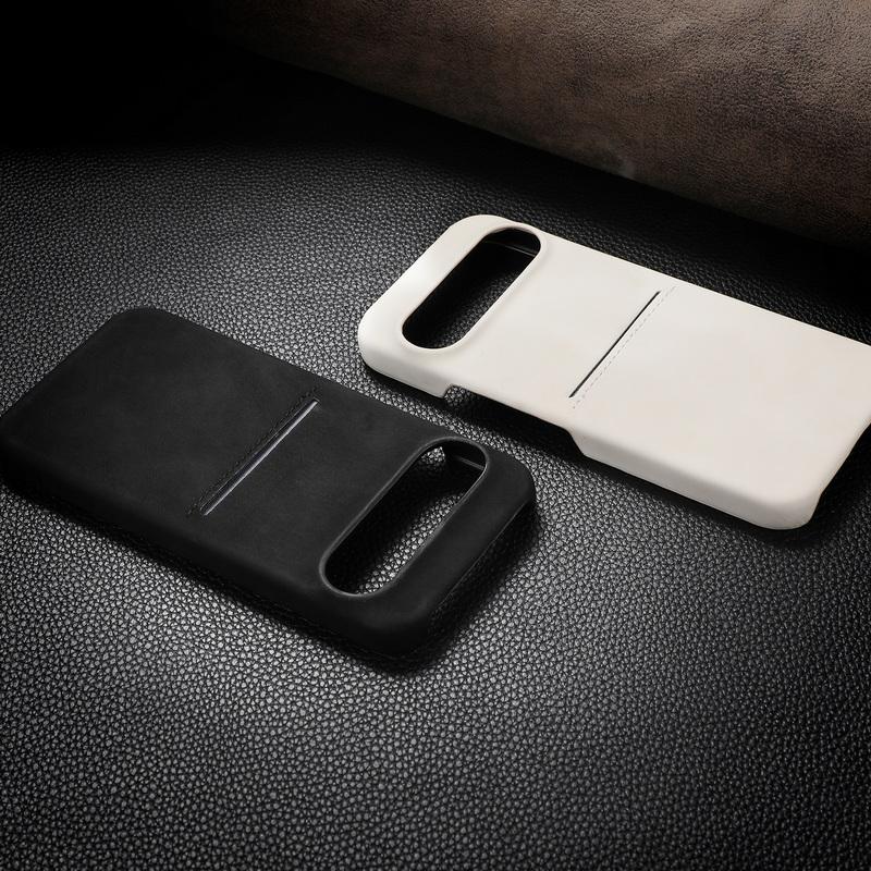 Solid Color Matte Leather Slim Phone Cover For Google Pixel 9 Pro XL Pixel 8A Luxury Card Slot Hard PC Shockproof Lens Protection Case