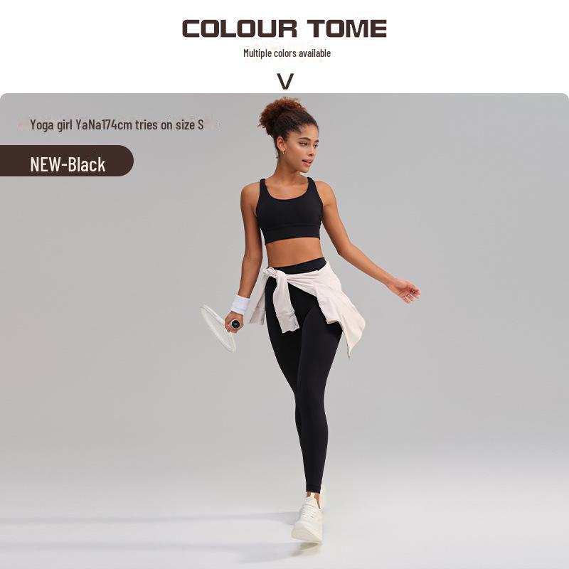 Traje de Yoga Europeo Americano de Espalda Cruzada: Sujetador Deportivo Adelgazante y Pantalones de Fitness con Bolsillo Sin Marcas