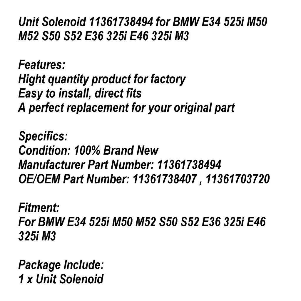 Unit Solenoid 11361738494 for BMW E34 525i M50 M52 S50 S52 E36 325i E46 325i M3