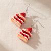 Kawaii Cute Strawberry Cake Earrings, Fun Mori Cartoon Stud Earrings Student Earrings