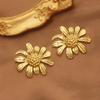 Korean-European Daisy Flower Stainless Steel Earrings, Exaggerated Niche Design In 18K.