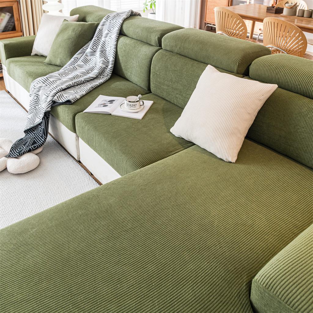 Thicken Stripe Jacquard Stretch Removable Sofa Seat Cushion Cover Washable for Living Room Kids Pets Furniture Protector