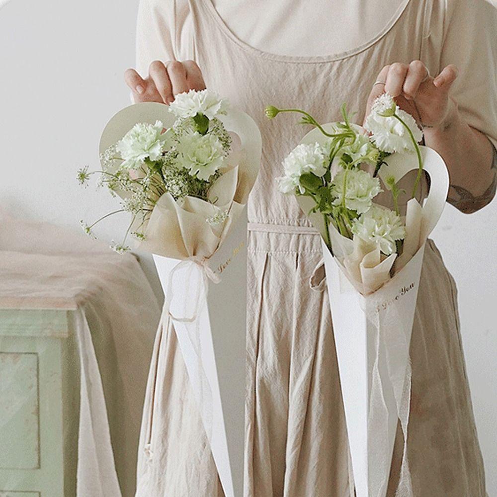 10pcs Romantic Heart Single Flower Box Paper Bouquet Packaging Box Wedding Birthday Party