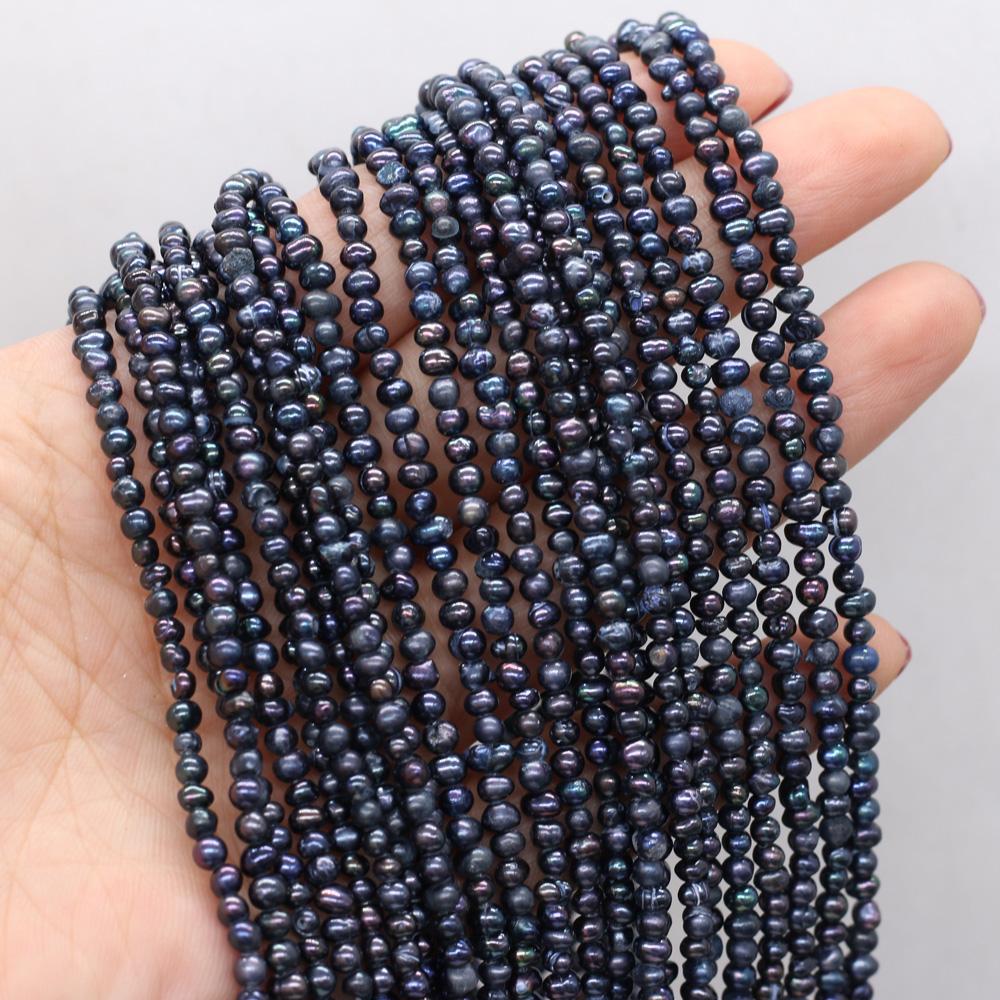 1String, Black Natural Potato Shape Pearls Beads, 2-3mm, for DIY Necklaces Bracelets Accessories, Jewelry Making, Birthday, Wedding, Party Gift 36cm