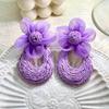 Korean Pastoral Raffia Straw Flower Earrings – Spring Resort Style