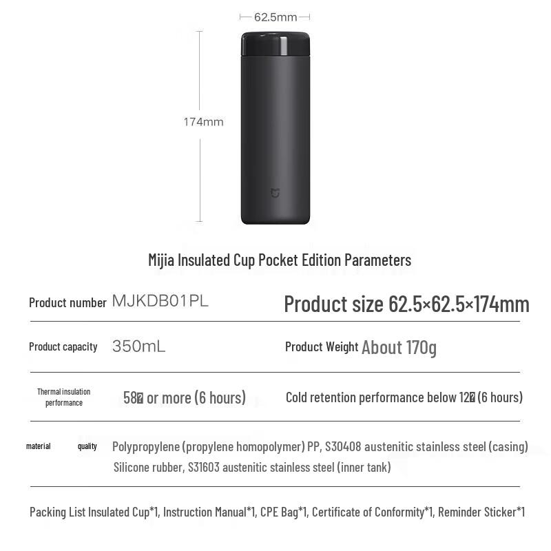 Xiaomi 316 Stainless Steel Portable Thermos Cup