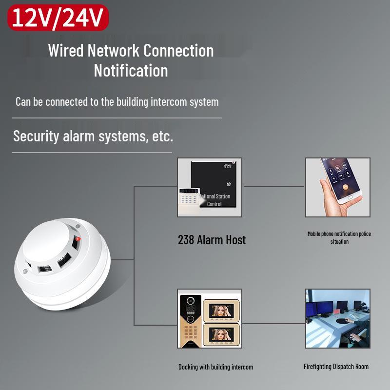 12/24V Wired Smoke and Fire Detection Alarm System