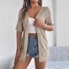 Elegante Damen Strickjacke mit V-Ausschnitt, locker gestrickt, einfarbig kariert, Pullover, Oberteile für Frühling und Sommer
