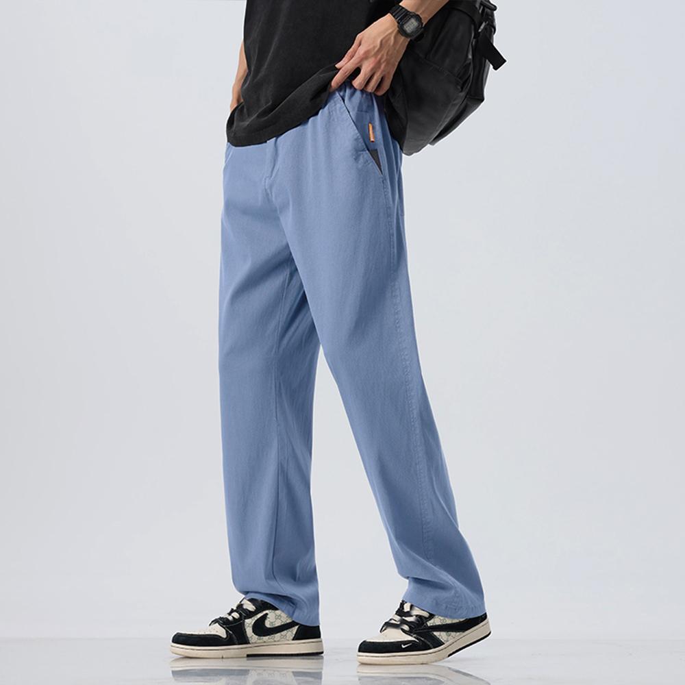 Lyocell Ultra-dünne Eis Seide Hosen Herren Sommer Locker Gerade Kühl Atmungsaktiv Täglich Sport Freizeit Hosen Mode Koreanisch 4XL blau