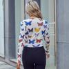 Spring and Summer New European and American Ins Casual Slim-fit Butterfly Print Long-sleeved Women's T-shirt Top
