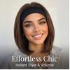 Peruca Castanha Curta Lisa com Tiara para Mulheres, Bob Sintético com Fecho Interno, Touca Ajustável de Aparência Natural para Ocasiões Diárias e Casuais