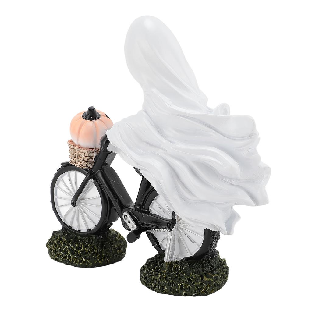 Bike Ghost Rider Statue with Pumpkin Resin Cycling Figurine Ornament for Holiday Scene Desk Decorati