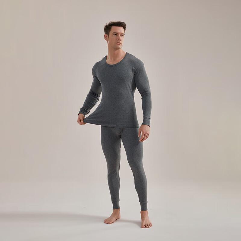 Hengyuanxiang Men's Thin Pure Cotton Antibacterial Thermal Underwear Set