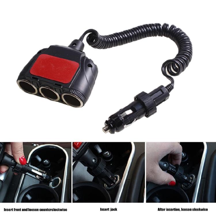 3 Socket Car Charger Adapter Charging Adapter Adapter Socket Splitter Outlet Car Charger with Secure Lock for Phone