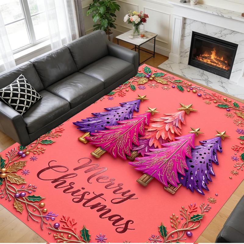 Kerstmis Bedrukt Vierkant Vloerkleed Zacht Antislip Vloerkleed Voor Slaapkamer Vakantiecadeau
