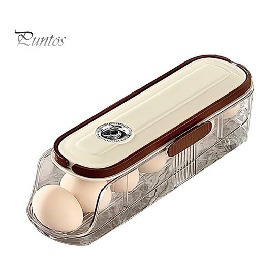 Automatisk rullende eggbeholder Kjøleskapsoppbevaringsboks BPA-fri, gjennomsiktig stablebar kjøleskapsoppbevaringsboks med lokk