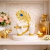 Goldplated Krishna Hand with Flute Idol Peacock Feather Mor Pankh Showpiece,Housewarming Gift, Birthday Wedding Anniversary Janmashtami Gift