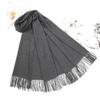 Cashmere Scarf Women's Winter Warm Tassel Shawl Scarf Autumn and Winter Solid Gray Wool Scarf Men's Scarf