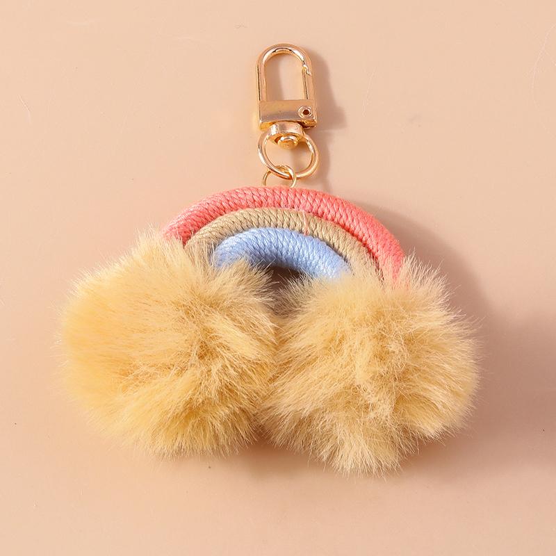 Chaveiro Arco-Íris Fofo Feito à Mão Bola Macia e Fofa Pingentes para Chaveiro para Mulheres Meninas Decoração de Bolsa de Mão Joias Artesanais DIY Presente
